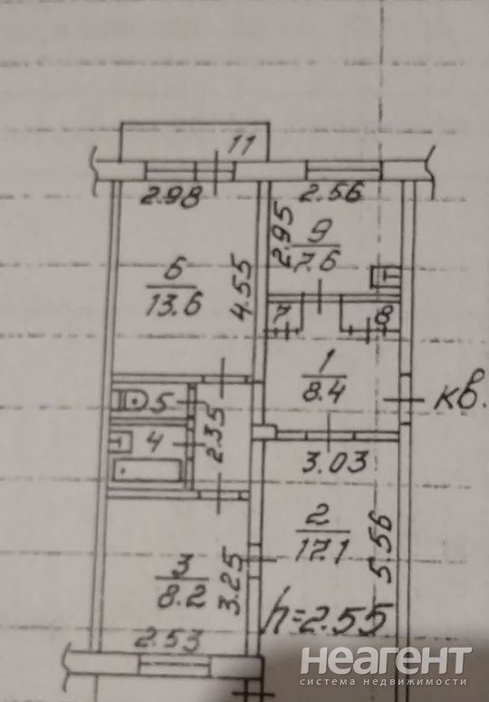 Продается 3-х комнатная квартира, 61,5 м²