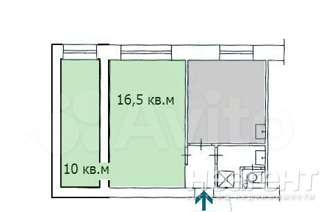 Продается 2-х комнатная квартира, 27 м²