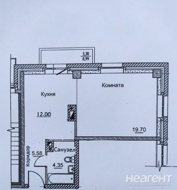 Продается 1-комнатная квартира, 42 м²