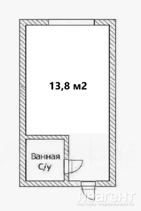 Продается 1-комнатная квартира, 13,8 м²