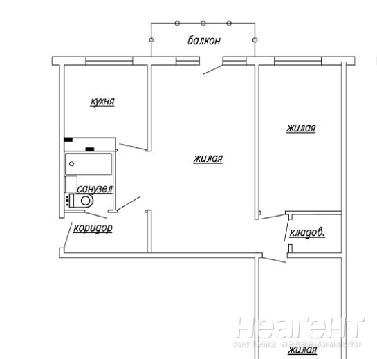 Продается 3-х комнатная квартира, 60 м²