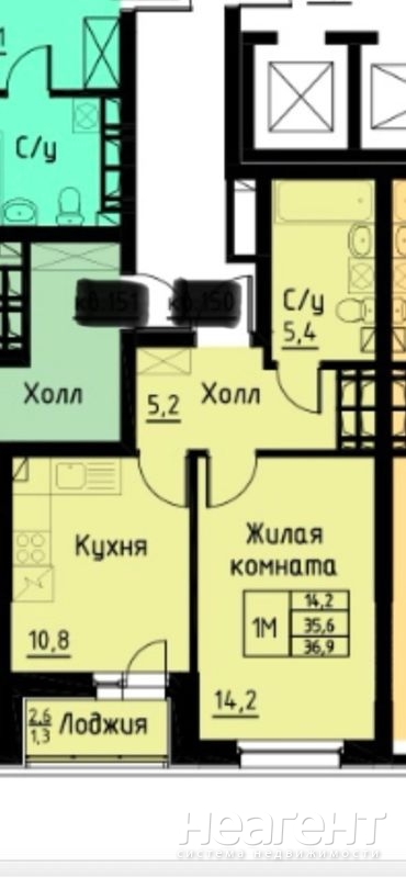 Продается 1-комнатная квартира, 35,2 м²