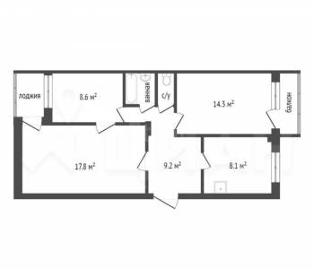 Продается 3-х комнатная квартира, 61,4 м²