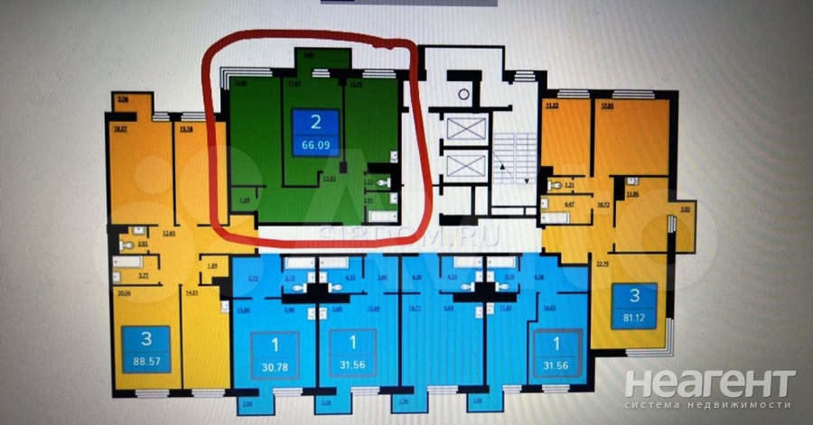 Продается 2-х комнатная квартира, 63,8 м²