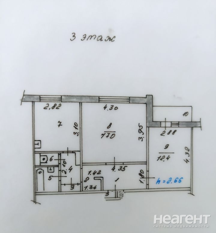 Продается 2-х комнатная квартира, 52,3 м²