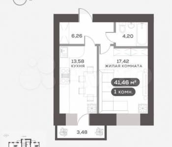 Продается 1-комнатная квартира, 44,9 м²