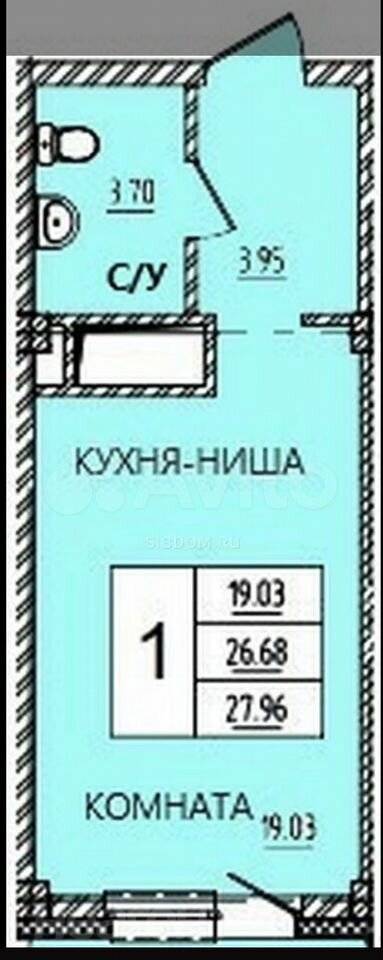 Продается 1-комнатная квартира, 28 м²