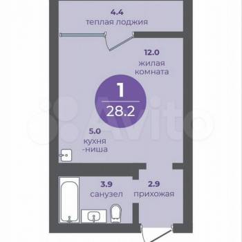Продается 1-комнатная квартира, 28,2 м²