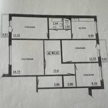 Продается Многокомнатная квартира, 81,5 м²