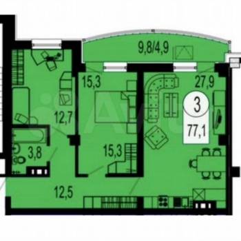 Продается 3-х комнатная квартира, 77,1 м²