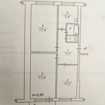 Продается 3-х комнатная квартира, 62 м²