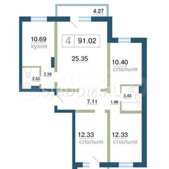 Продается Многокомнатная квартира, 88,5 м²