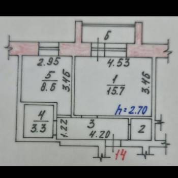 Продается 1-комнатная квартира, 34,1 м²