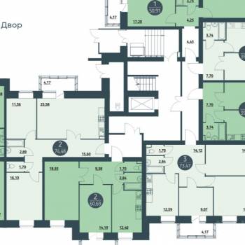 Продается 2-х комнатная квартира, 60,69 м²