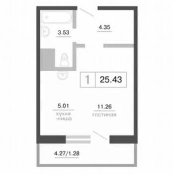 Продается 1-комнатная квартира, 25 м²