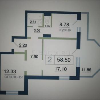 Продается 2-х комнатная квартира, 54,9 м²