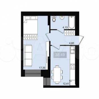 Продается 1-комнатная квартира, 38,9 м²