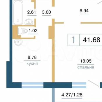 Продается 1-комнатная квартира, 41 м²
