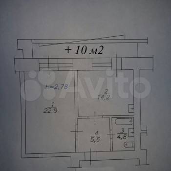 Продается 1-комнатная квартира, 48 м²