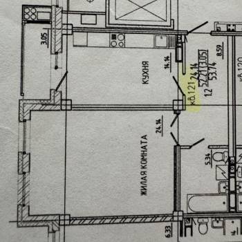 Продается 1-комнатная квартира, 52,2 м²