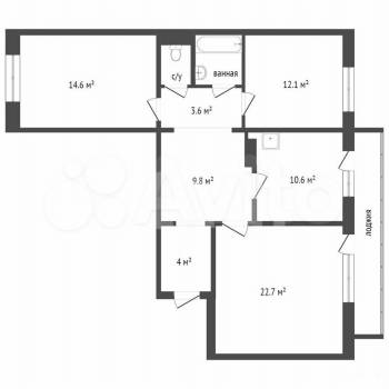 Продается 3-х комнатная квартира, 80,7 м²