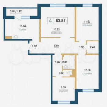 Продается Многокомнатная квартира, 81,9 м²