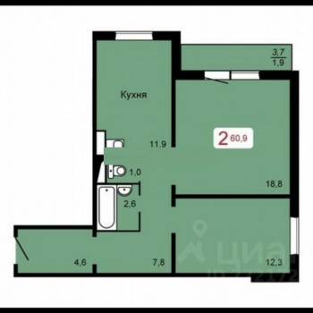 Сдается 2-х комнатная квартира, 60 м²