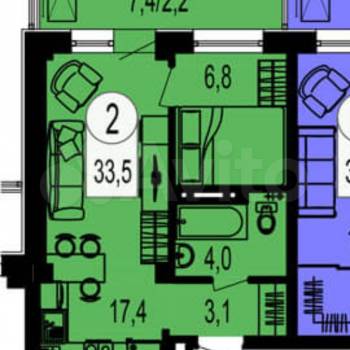 Сдается 1-комнатная квартира, 35 м²