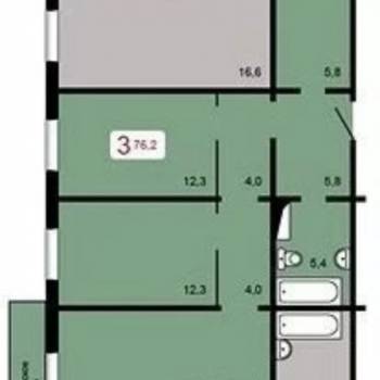 Сдается 2-х комнатная квартира, 74,3 м²