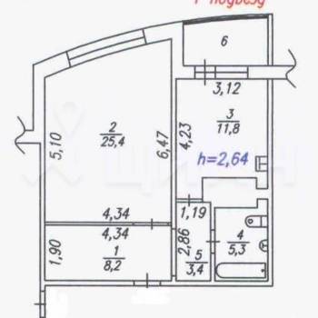 Продается 1-комнатная квартира, 54,1 м²