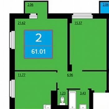 Продается 2-х комнатная квартира, 61 м²