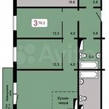 Сдается 2-х комнатная квартира, 74,3 м²