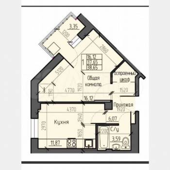 Продается 1-комнатная квартира, 38 м²
