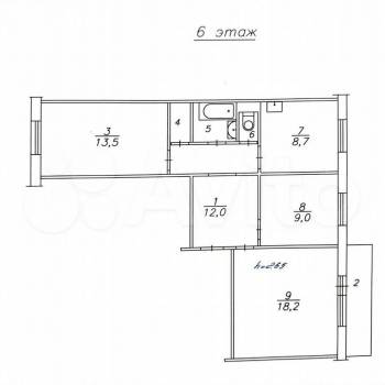 Продается 3-х комнатная квартира, 68,1 м²