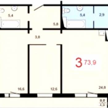 Продается 3-х комнатная квартира, 69 м²