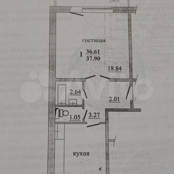 Продается 1-комнатная квартира, 37,9 м²