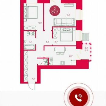 Продается 3-х комнатная квартира, 70 м²
