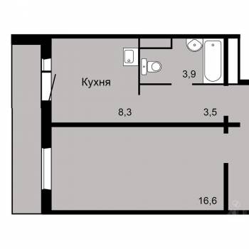 Продается 1-комнатная квартира, 43,3 м²