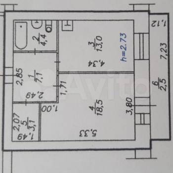 Продается 1-комнатная квартира, 46,1 м²