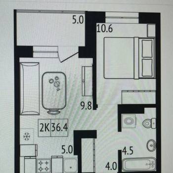 Сдается 2-х комнатная квартира, 35 м²
