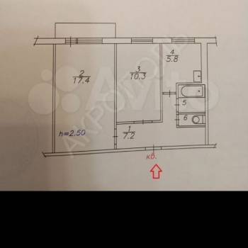 Продается 2-х комнатная квартира, 44 м²