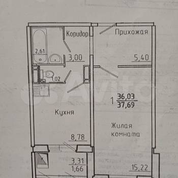 Сдается 1-комнатная квартира, 36 м²