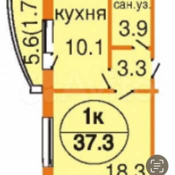 Сдается 1-комнатная квартира, 37,3 м²
