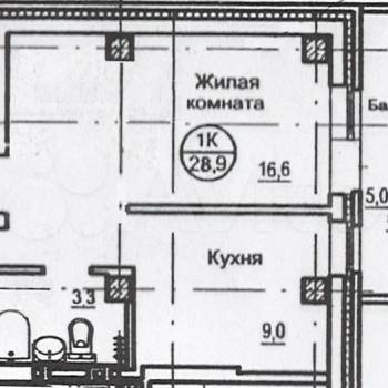 Продается 1-комнатная квартира, 33 м²