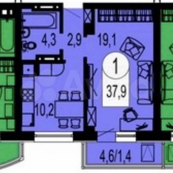 Сдается 1-комнатная квартира, 37,9 м²