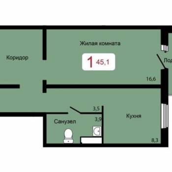 Сдается 1-комнатная квартира, 44,1 м²