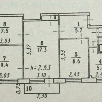 Продается Многокомнатная квартира, 58,5 м²