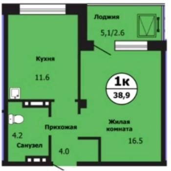Сдается 1-комнатная квартира, 40 м²