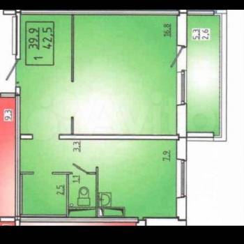 Сдается 1-комнатная квартира, 42 м²