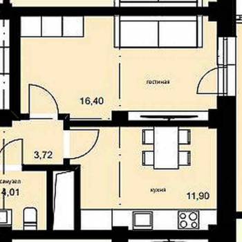Продается 1-комнатная квартира, 38,3 м²